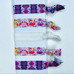 𝅺2/$10 Owl Aztec Pink Purple White Hair Ties